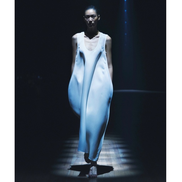 KHAITE Coli Silk Gazar Midi Dress in Chalk White Size 2 - Picture 14 of 15